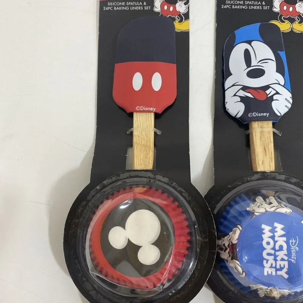 Lot (3) Mickey Minnie Mouse Silicone Baking Spatulas & 24pc Cupcake Liners Sets - Picture 2 of 6